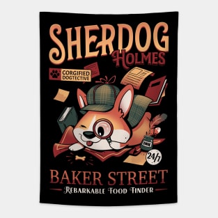 Mister Sherdog Holmes - Cute Corgi Detective Tapestry