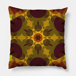 Retro Mandala Flower Yellow and Orange Pillow