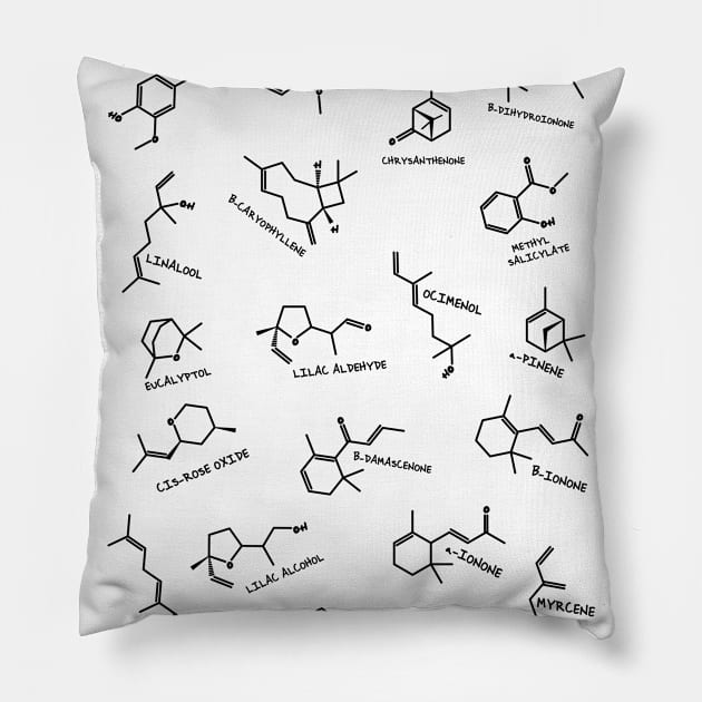 The Chemistry of Flower Aromas Pillow by Polyart