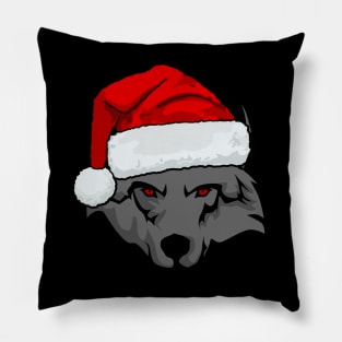 santa wolf christmas design Pillow