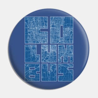 Columbus, US City Map Typography - Blueprint Pin