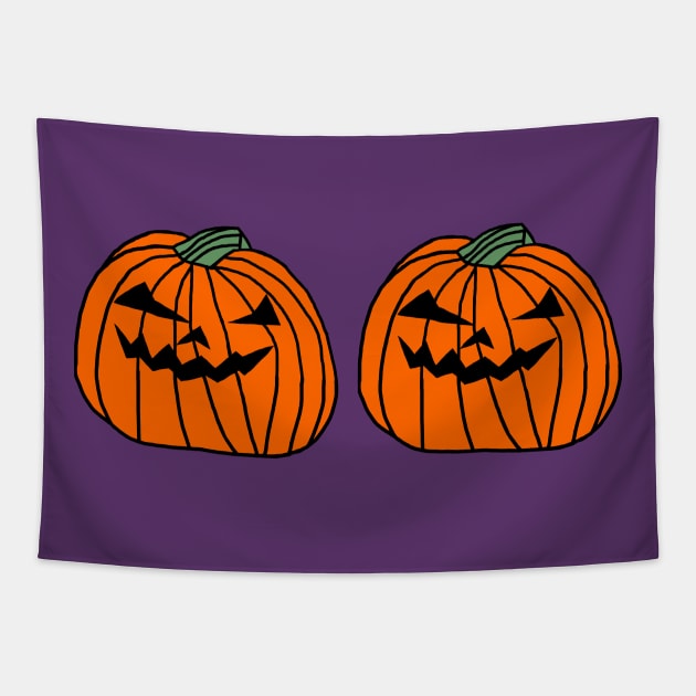 Big Halloween Horror Pumpkin Twice Tapestry by ellenhenryart