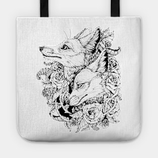 Fox Bloom - Black and White Sticker Tote