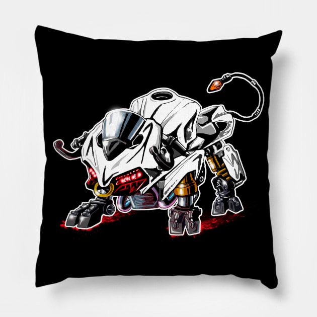 Ducati Panigale Bull White Pillow by MOTORIND