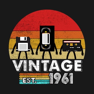 Vintage 1961 Floppy Disk VHS Cassette Tape 80s 90s birthday T-Shirt