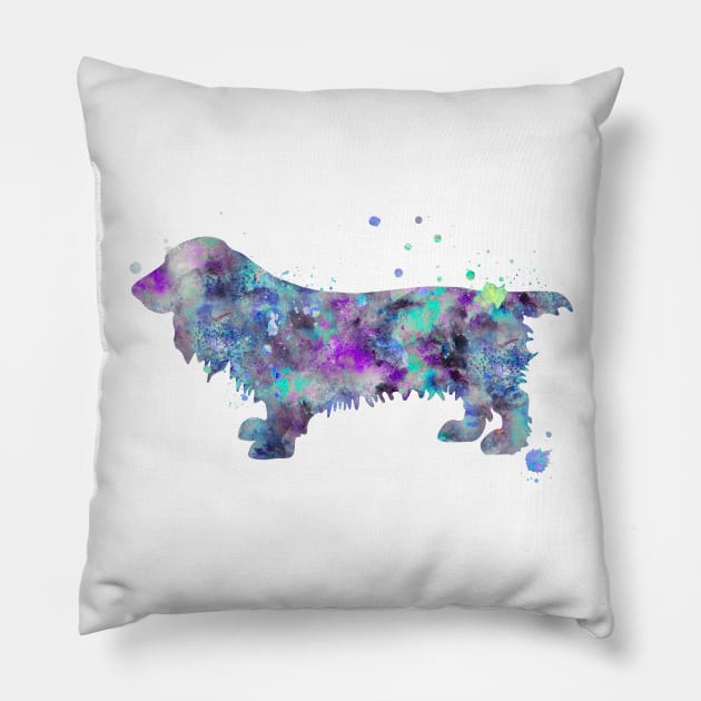 Field Spaniel Dog Watercolor Painting Pillow by Miao Miao Design