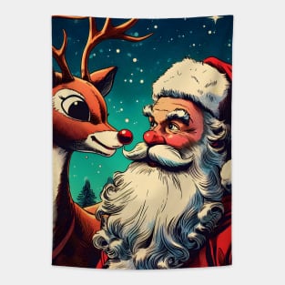 Illuminate the Holidays: Whimsical Rudolph the Red-Nosed Reindeer Art for Festive Christmas Prints and Joyful Decor! Tapestry