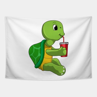 Turtle with Drinking mug with Straw Tapestry