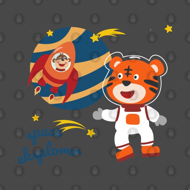 Space tiger or astronaut in a space suit with cartoon style. by KIDS APPAREL