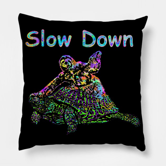 Sloth and Turtle Slow Down Pillow by Leon Loveless