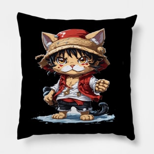 Cat and one piece Pillow