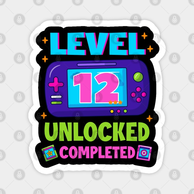 Level 12 Unlocked 12th Birthday Boys Video Game B-day Gift For BOys Kids Magnet by tearbytea