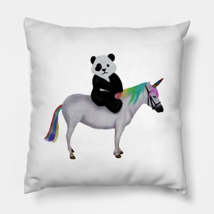 Cute Panda riding Unicorn, Birthday Girl, Women Pillow