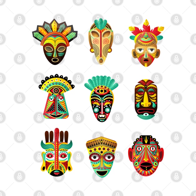 African Mexican mask collection by Mako Design 