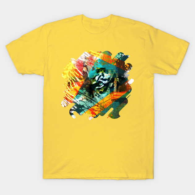 Bengal Tiger In Abstract Paint Digital Art Tiger T Shirt