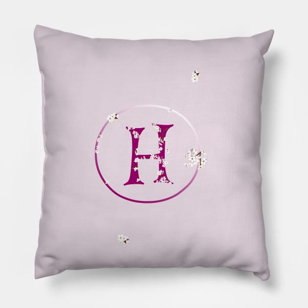 Monogram fairy flowers, letter H Pillow by Slownessi