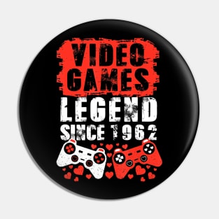 Gaming 1962 Birthday Video Games Birthday Gamer Pin