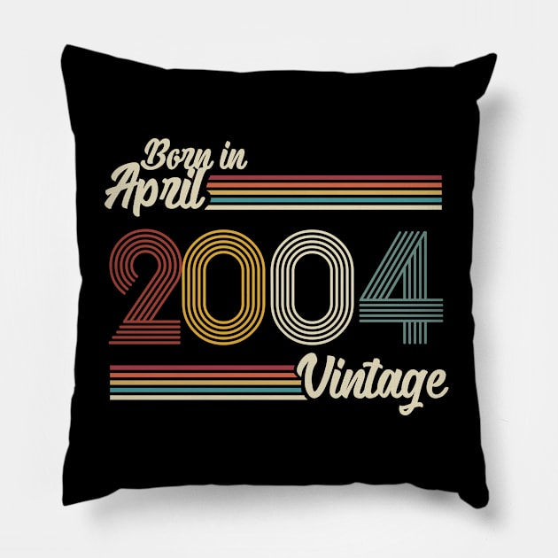 Vintage Born In April 2004 Pillow by Jokowow