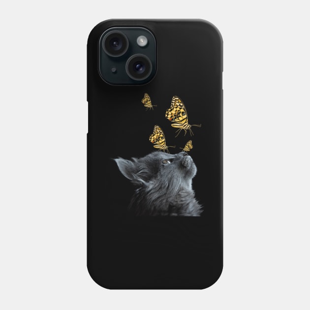 Cute Black Cat With Butterfly Cat adoption For Cat Lover Phone Case by drag is art