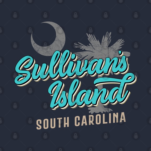 Sullivans Island South Carolina Vintage Script Palmetto by TGKelly