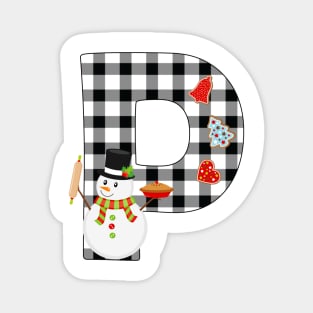 BW Buffalo Checks Pattern Monogram P | Snowman Magnet