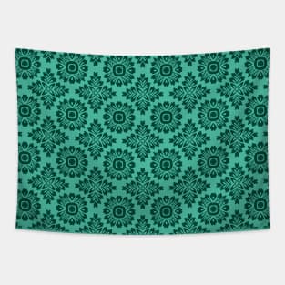 Flower ornament baroque 21102020 dark green Tapestry