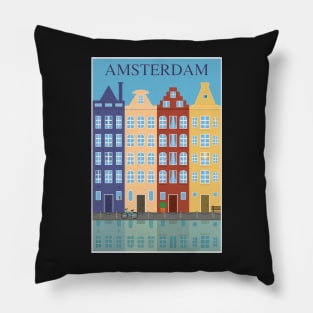 Amsterdam, Holland, Travel Poster Pillow
