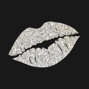 Silver Faux Glitter Lips T-Shirt