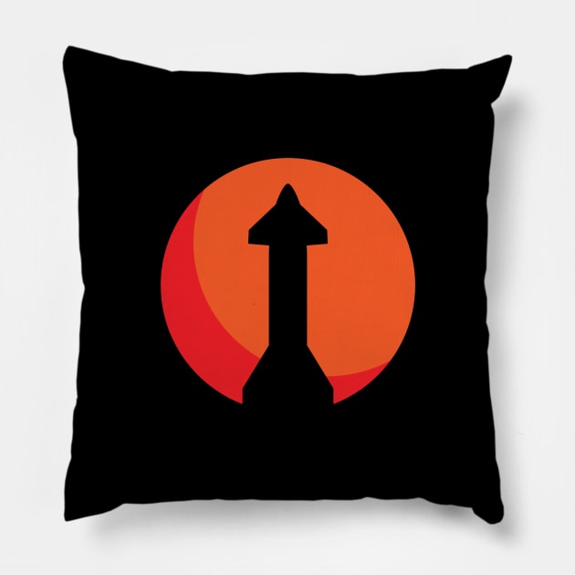 Starship Rocket Spacecraft Silhouette with Mars Pillow by hobrath