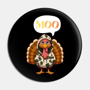 Turkey Moo Retro Thanksgiving Day Pin