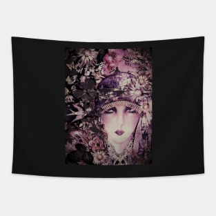 DARK FRUITS FLORAL ART DECO FLAPPER POSTER COLLAGE PRINT Tapestry
