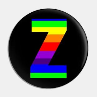The Letter Z in Rainbow Stripes Pin
