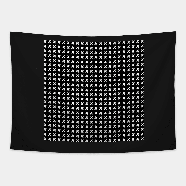 Black  pattern with white crosses Tapestry by bigmoments