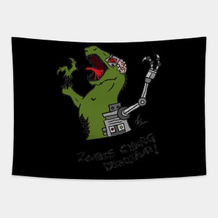 Zombie cyborg dinosaur Tapestry