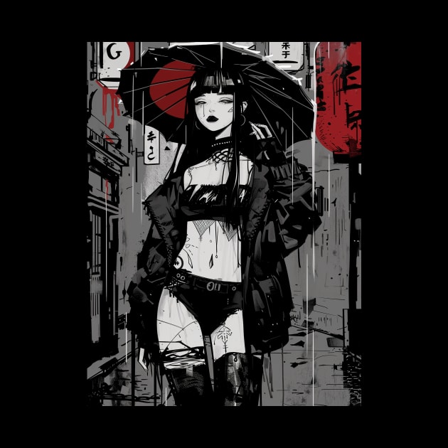 Japanese Goth Girl with Umbrella by Vlaa