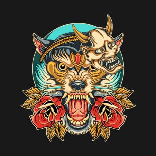 Wolf neo traditional tattoo T-Shirt