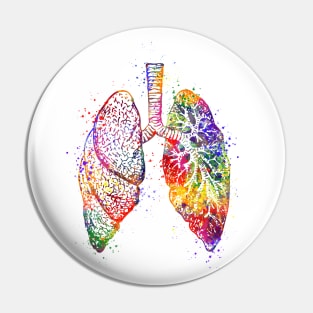 Lungs Anatomy Art Colorful Watercolor Gift Pin