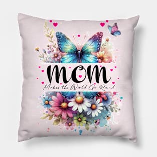 Mothers Day Gift, Flowers and Butterflies Pillow