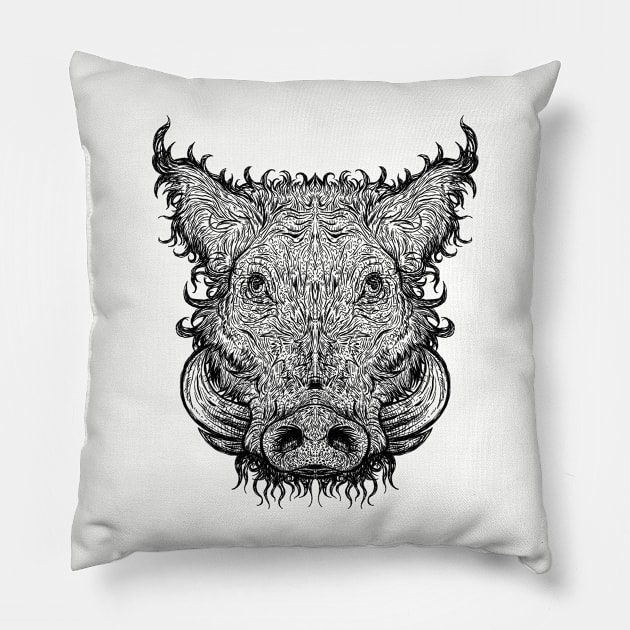 Wild Pig (1) Pillow by HiROT0