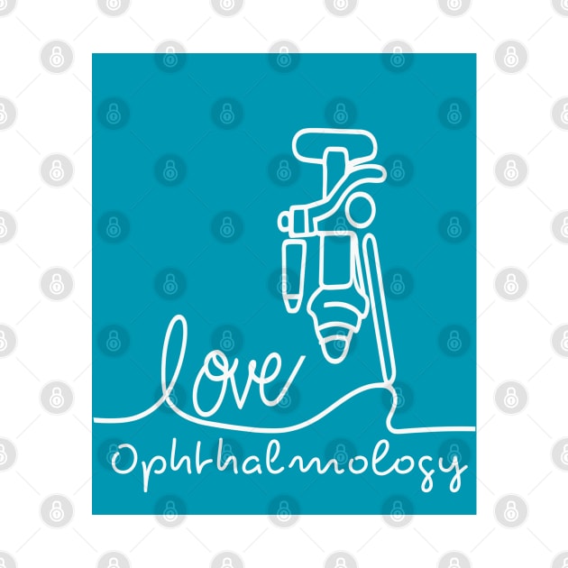 Love Ophthalmology line blue background by Brafdesign