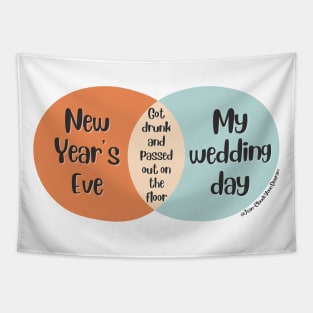 Venn Diagram 2023 New Year’s Eve vs. My wedding day: Drunk Tapestry