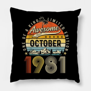 Awesome Since October 1981 Vintage 42nd Birthday Pillow