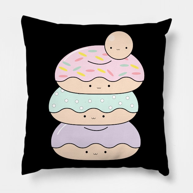 Kawaii Donut Stack Pillow by Kam Bam Designs