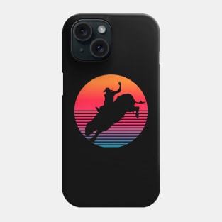 Rodeo Bull rider retro sunset Phone Case