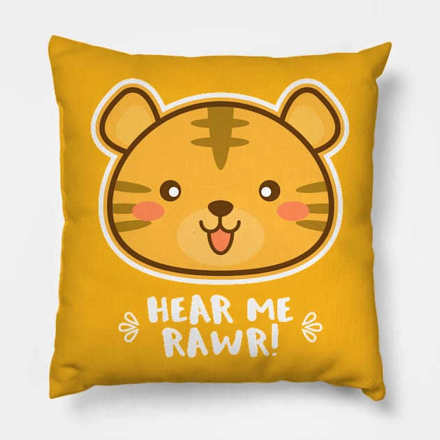 Hear Me RAWR Pillow by machmigo