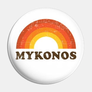 Vintage Mykonos Greece Souvenir 60s Style Retro Rainbow Pin