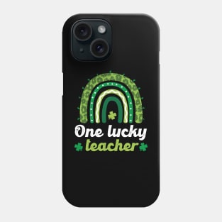 One Lucky Teacher Rainbow St Patrick’s Day leopard Phone Case