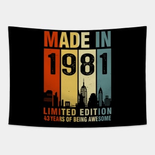 Made In 1981 43rd Birthday 43 Years Old Tapestry