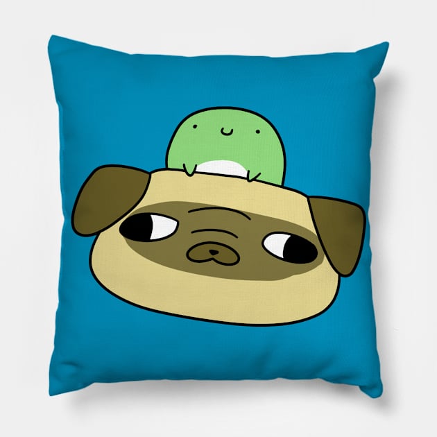 Pug Face and Frog Pillow by saradaboru