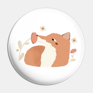 Fox smelling flowers Pin